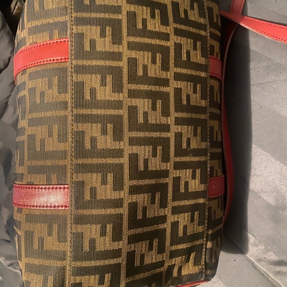 Authentic Fendi zucca pattern 2 way duffle bag red - Picture 6 of 6